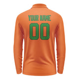 Custom Orange Emerald Green Long Sleeve Polo Shirt