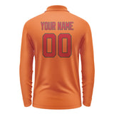 Custom Orange Red Long Sleeve Polo Shirt