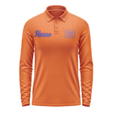 Custom Orange Light Purple Long Sleeve Polo Shirt