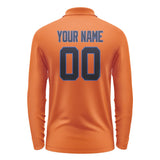 Custom Orange Navy Long Sleeve Polo Shirt