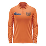 Custom Orange Navy Long Sleeve Polo Shirt