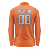 Custom Orange Light Blue Long Sleeve Polo Shirt