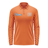 Custom Orange Light Blue Long Sleeve Polo Shirt