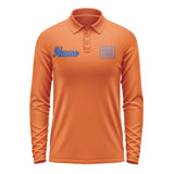Custom Orange Sky Blue Long Sleeve Polo Shirt
