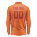 Custom Orange Coral Red Long Sleeve Polo Shirt