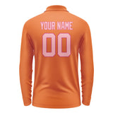 Custom Orange Light Pink Long Sleeve Polo Shirt