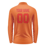 Custom Orange Orange Red Long Sleeve Polo Shirt
