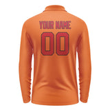 Custom Orange Red Long Sleeve Polo Shirt