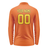 Custom Orange Gold Long Sleeve Polo Shirt
