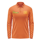 Custom Orange Gold Long Sleeve Polo Shirt