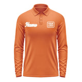 Custom Orange White Long Sleeve Polo Shirt