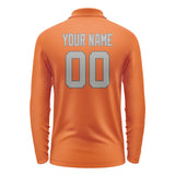 Custom Orange Gray Long Sleeve Polo Shirt