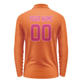 Custom Orange Pink Long Sleeve Polo Shirt