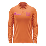 Custom Orange Pink Long Sleeve Polo Shirt