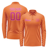 Custom Orange Pink Long Sleeve Polo Shirt