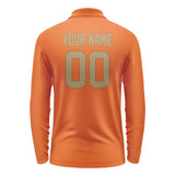 Custom Orange Light Khaki Long Sleeve Polo Shirt