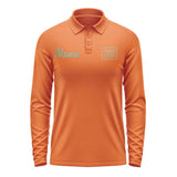 Custom Orange Light Khaki Long Sleeve Polo Shirt