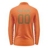 Custom Orange Khaki Long Sleeve Polo Shirt