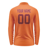 Custom Orange Crimson Red Long Sleeve Polo Shirt