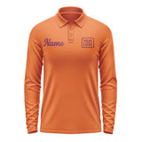 Custom Orange Crimson Red Long Sleeve Polo Shirt