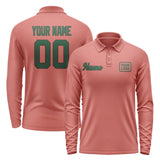 Custom Copper Rose Green Long Sleeve Polo Shirt