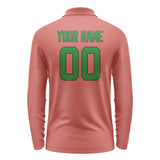 Custom Copper Rose Emerald Green Long Sleeve Polo Shirt