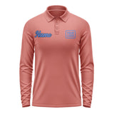 Custom Copper Rose Sky Blue Long Sleeve Polo Shirt