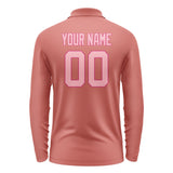 Custom Copper Rose Light Pink Long Sleeve Polo Shirt