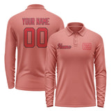 Custom Copper Rose Red Long Sleeve Polo Shirt