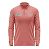 Custom Copper Rose Gray Long Sleeve Polo Shirt