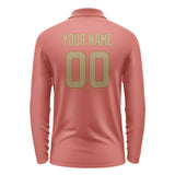Custom Copper Rose Light Khaki Long Sleeve Polo Shirt
