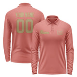 Custom Copper Rose Light Khaki Long Sleeve Polo Shirt