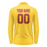 Custom Gold Coral Red Long Sleeve Polo Shirt