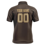 Custom Brown Light Khaki Short-Sleeve Polo Shirt