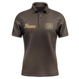 Custom Brown Light Khaki Short-Sleeve Polo Shirt