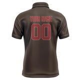 Custom Brown Crimson Red Short-Sleeve Polo Shirt