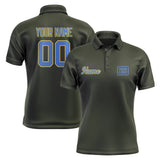 Custom Olive Sky Blue Short-Sleeve Polo Shirt