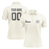 Custom Cream Dark Grey Short-Sleeve Polo Shirt