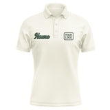 Custom Cream Dark Green Short-Sleeve Polo Shirt