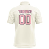 Custom Cream Light Pink Short-Sleeve Polo Shirt