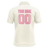 Custom Cream Light Pink Short-Sleeve Polo Shirt