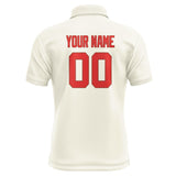Custom Cream Orange Red Short-Sleeve Polo Shirt