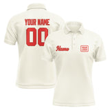 Custom Cream Orange Red Short-Sleeve Polo Shirt