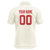 Custom Cream Red Short-Sleeve Polo Shirt