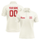 Custom Cream Red Short-Sleeve Polo Shirt