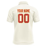 Custom Cream Red Short-Sleeve Polo Shirt
