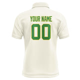Custom Cream Emerald Green Short-Sleeve Polo Shirt