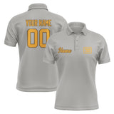 Custom Gray Yellow Short-Sleeve Polo Shirt