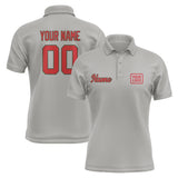 Custom Gray Red Short-Sleeve Polo Shirt