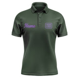 Custom Dark Green Light Purple Short-Sleeve Polo Shirt